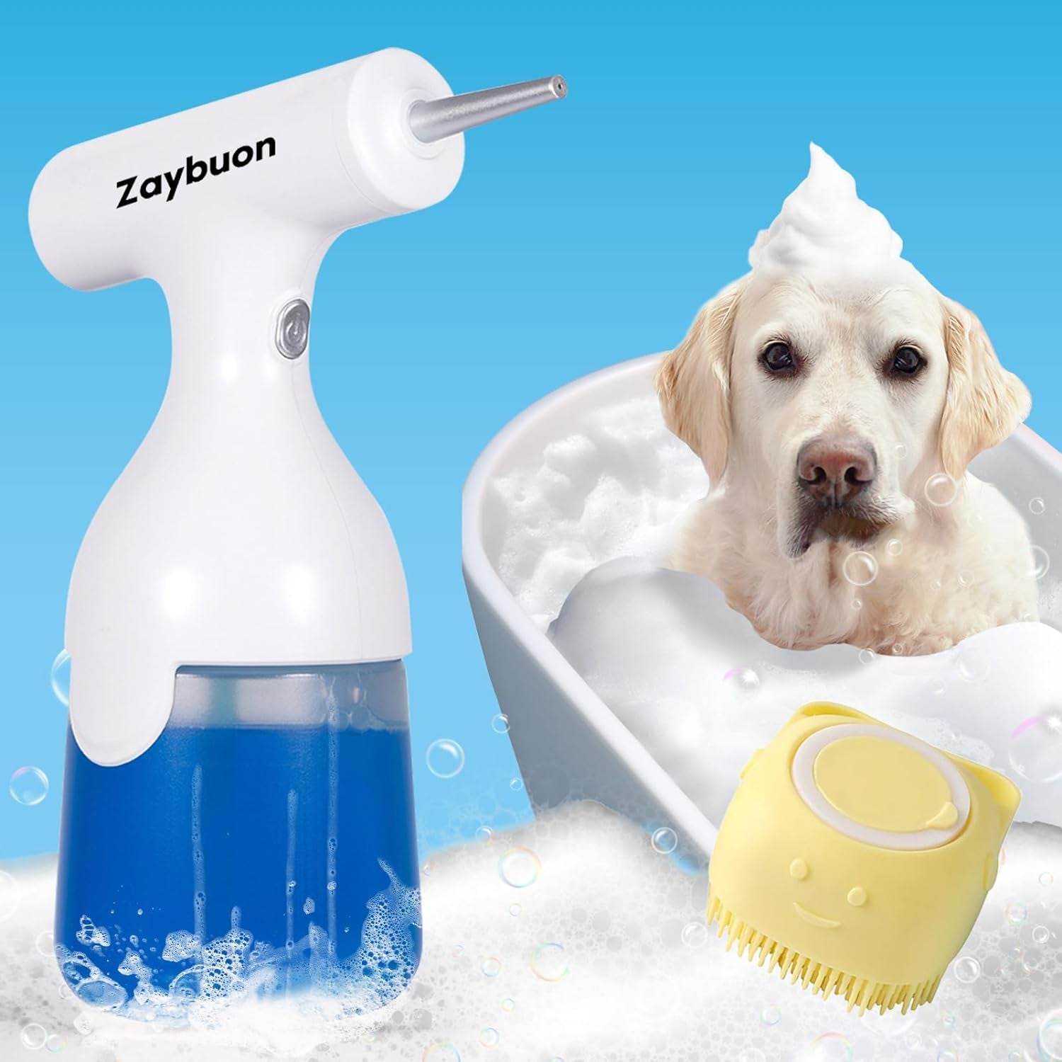 Electric Dog Shampoo Dispenser Foaming Soap Dispenser for Cats Dogs Pets and Household Cleaning with 11.8Oz Capacity 1200Mah Battery IPX5