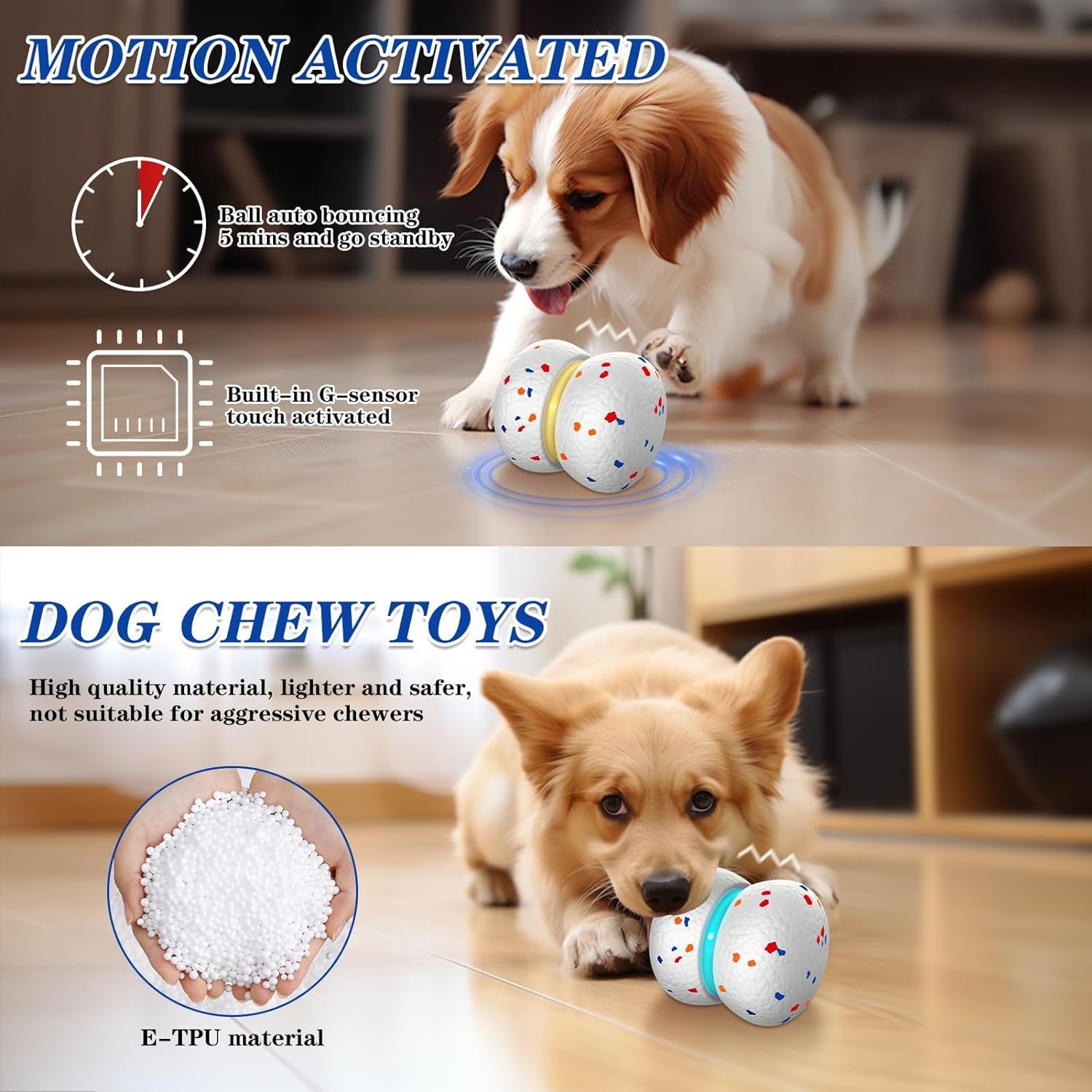 Interactive Dog Toys for Boredom Bouncing Ball for Dogs with Motion A