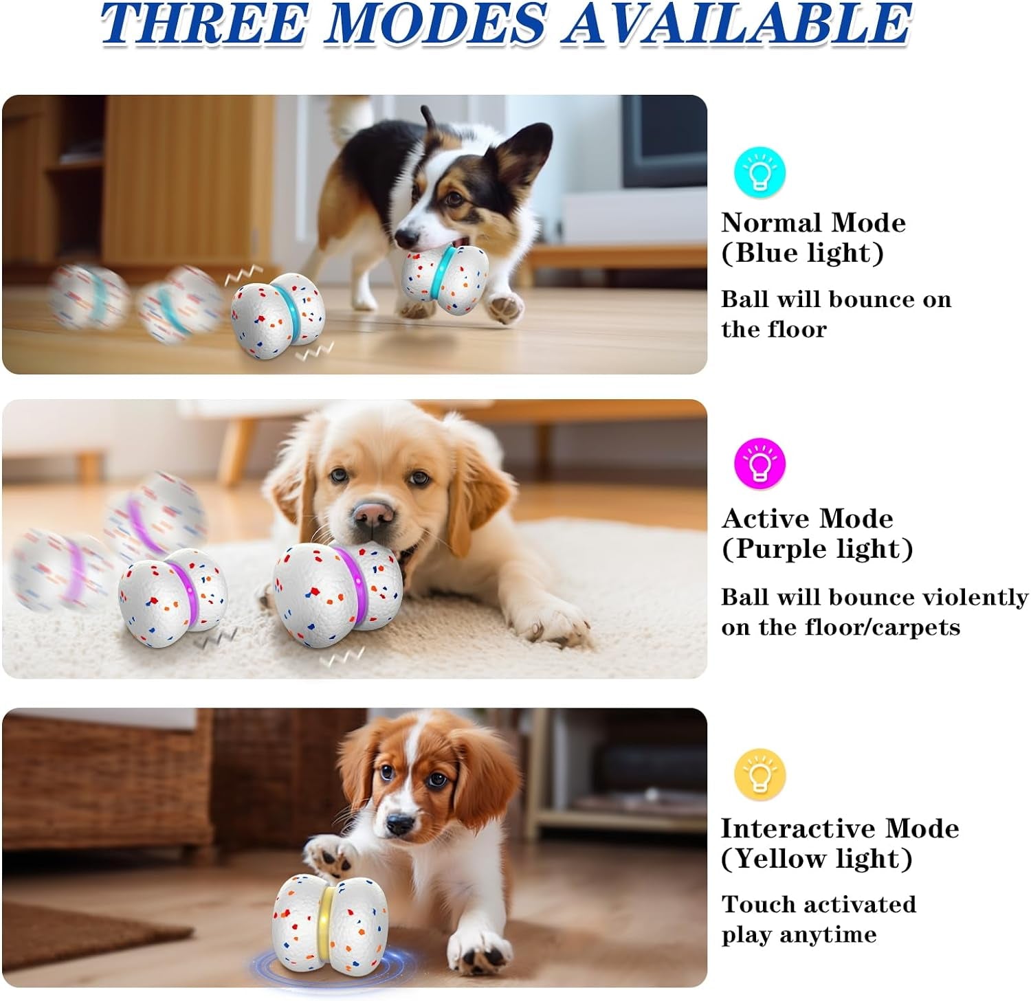 Interactive Dog Toys for Boredom Bouncing Ball for Dogs with Motion A Tater Tot and Mr. Beans